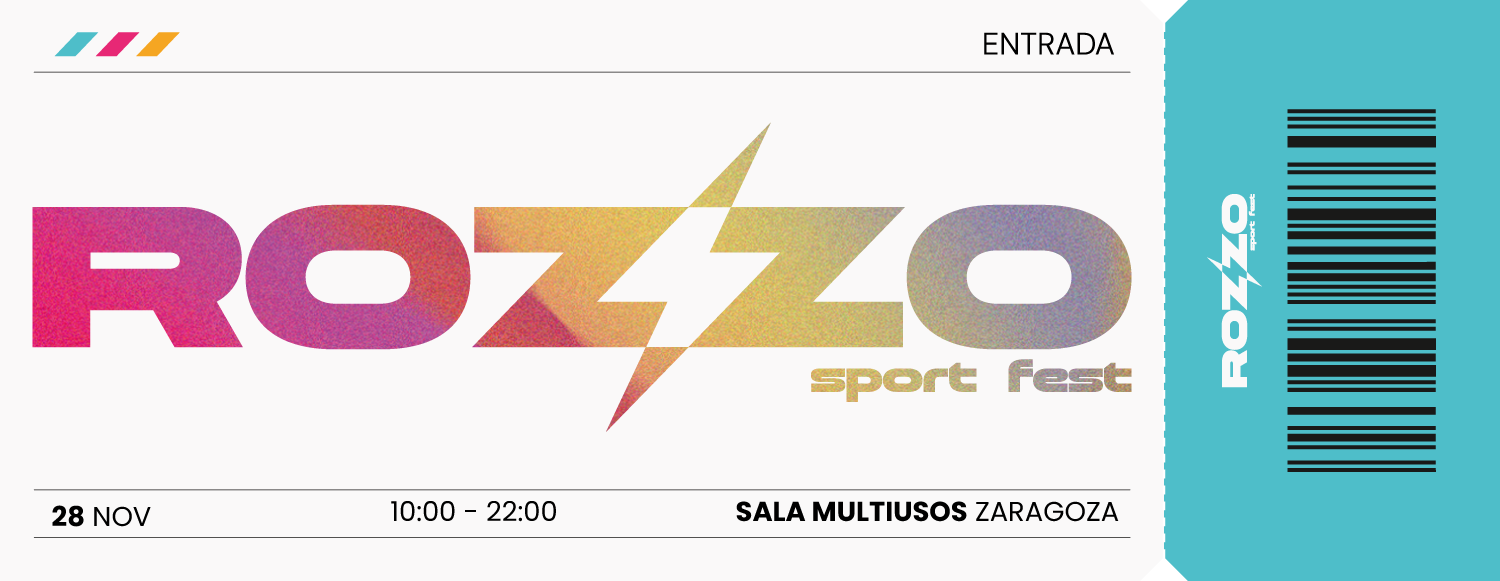 Diseño del Pase Fundador oficial de ROZZO Sport Fest de color azul y blanco